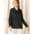 thumbnail image 2 of INSPIRE CHIC Women's Button Down Long Sleeve Cuff Ruffle Detail Blouse Shirt Tops, 2 of 4