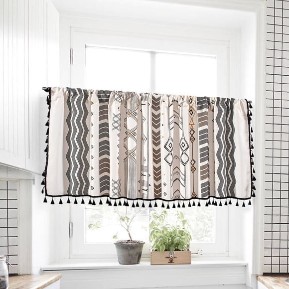 Nilvkv Valance Curtains for Kitchen-Window Light Blocking Short Rod Pocket Curtain Panels for Small Window Bathroom Basement