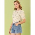 thumbnail image 2 of INSPIRE CHIC Haut Floral Élégant pour Femme à Manches Courtes Froncées, Coupe Régulière, 2 of 6