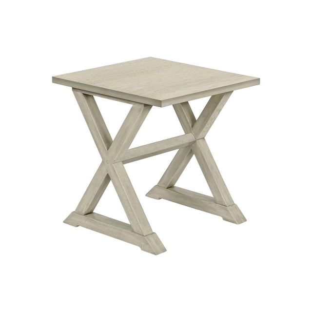 Monarch Specialties Table d'Appoint, Bout de Canapé, Table d'Appoint, Carré, Table de Chevet, Chambre, Lampe, Placage Brun, Table d'Appoint Carrée de style Transitionnel avec Fini Placage de Bois beige Pâle et base Tréteau en X, Idéale comme Table de Chevet Ou Table d'Appoint dans les Pièces de Chambre Ou de Salon.