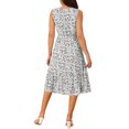 thumbnail image 3 of INSPIRE CHIC Robe d'Été Bohème de Plage pour Femme, Col en V, Sans Manches, Florale, Fluide, à Nouer, Midi, Décontractée, Robe Soleil, L Blanc, 3 of 6