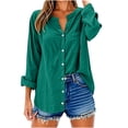 thumbnail image 4 of Wensltd Chemises à Manches Longues Col en V pour Femmes Tunique en Lin Ample avec Poche, 4 of 6