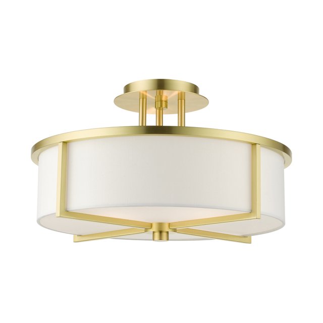 Livex Lighting 51074-12 Three-Light Semi Flush Mount 16"W A19 Ceiling Light