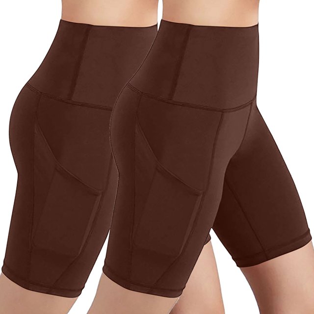 Plebaso Shorts de Cycliste pour Femmes, Lot de 2, Taille Haute, Extensibles, Shorts de Yoga, Shorts d'Entraînement, Shorts de Compression, Shorts de Course