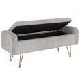 thumbnail image 3 of Ottomane de rangement moderne en velours/metal, gris/or, 3 of 7