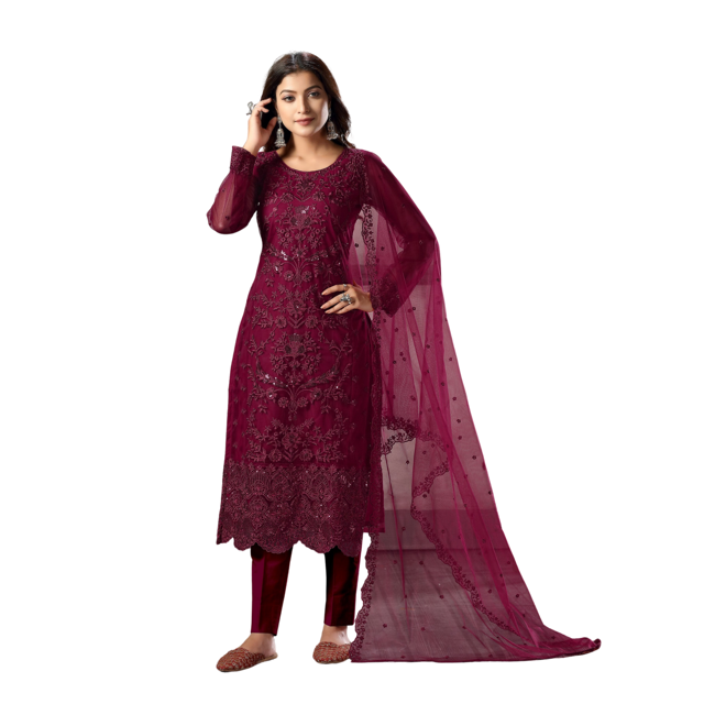 Custom Made Indian Butterfly Net Embroidery Sequence Work Salwar Kameez Wedding Party Wear