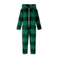 thumbnail image 4 of Combinaison à Manches Longues pour Filles, Combinaison à Capuche à Carreaux à Manches Longues, Tenue de Nuit Décontractée d'Hiver avec Chaleur, Rouge, Manches Longues, 4 of 6