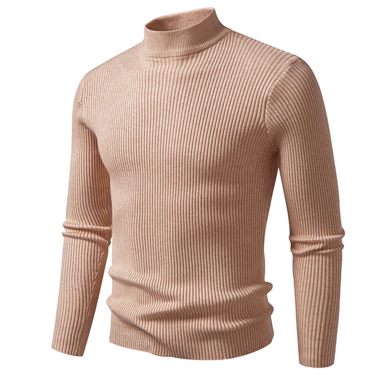 LIaqionyy Chandail pour Homme à Col Roulé, Chandail à Enfiler, Hauts Tricotés Automne Hiver, Chandail Chaud à Enfiler, Coupe Ajustée, Chandail de Base, M-3TG
