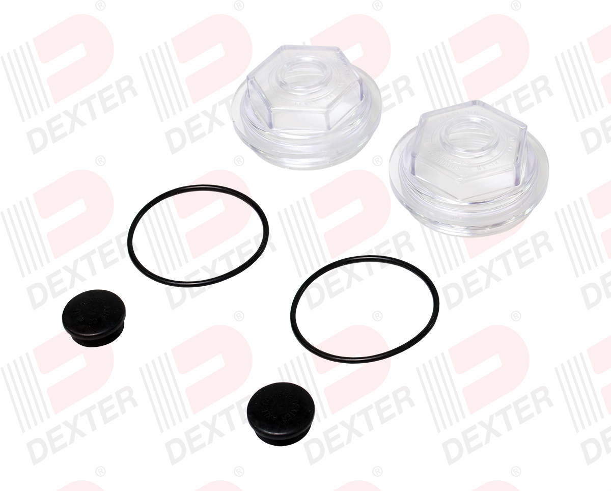 Dexter Axle K71-038-00 Trailer Wheel Bearing Dust Cap Fits Dexter 6000 To 8000 Pounds Capacity Axle 2-7/8 Inch-12 Thread Size With 2 O-Ring/ 2 Oil Cap/ 2 Plug