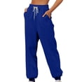 thumbnail image 1 of Pisexur Womens Sweatpants Ribbed Straight Leg Sweatpants High Waist Workout Jogging Pants Trendy Casual Solid Color Sweat Pants Baggy Comfort Drawstring Wide Leg Pants Loungewear with Pockets, 1 of 6