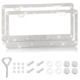 thumbnail image 1 of CHUANK 2PCS Bling Car License Plate Frame  Sparkly Rhinestone Stainless Steel License Plate Cover/Holder  Universal for Most Cars  SUVs  Vehicles with Screw Set  Auto Accessories for Wome, 1 of 14