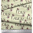 thumbnail image 2 of Soimoi polyester Crepe Fabric Floral Love Text Print Sewing Fabric Yard 42 Inch Wide, 2 of 5
