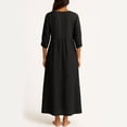 thumbnail image 4 of TIMIFIS Robes d'Été pour Femmes Couleur Unie Col en V Manches 3/4 Longue Robe Décontractée Coupe Ample Taille Haute Maxi Fluide avec Poches, 4 of 7