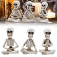 thumbnail image 1 of WHEANG Halloween Skeleton Decor Realistic Meditating Skeleton Statues Set Of 3 In Resin Indoor Zen Decor, 1 of 5