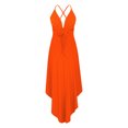 thumbnail image 4 of AherBiu Robe de Soirée pour Femmes à Bretelles Croisées, Dos Nu, Sans Manches, Col en V, à Volants, Fluide, Robe de Cocktail, 4 of 6
