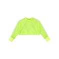 thumbnail image 1 of Manyakai Hauts en Résille à Manches Longues pour Filles Classiques, Col Rond, Sport, Danse, Court, Vert Fluorescent 6, 1 of 7