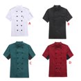 thumbnail image 4 of Chef Coat Short Sleeve with Buttons Pockets Cook Jacket Chic Cooking Work Wear Uniform Costume for Restaurant Hotel Cafe Kitchen Dark Green 3XL, 4 of 6