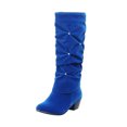 thumbnail image 1 of jsaierl Women's Rhinestone Booties Suede Stacked Mid Calf Boots - Ladies Mid Heels Chunky Knee High Boot, 1 of 9