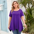 thumbnail image 1 of LARACE Plus Size Tunic Tops for Women Pleated Flowy Short Sleeve Shirts DarkPurple 5X, 1 of 5