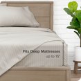 thumbnail image 4 of Bare Home Ultra-Soft Sheet Set - Premium 1800 Collection - Deep Pockets - 5-Pieces - Split King, Pinstripe - Stone/White, 4 of 8