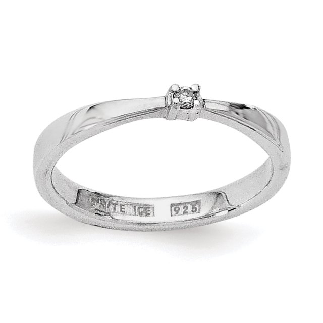 SS White Ice Bague Diamant.03ct. Taille 8