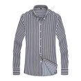 thumbnail image 2 of Chemise Classique à Rayures pour Homme avec Poche Poitrine, Rayures Verticales, Automne, Manches Longues, Formelle, Bleue, Chemise de Bureau, Haut, Chemise Ample pour Hommes, 2 of 5