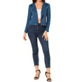 thumbnail image 2 of INSPIRE CHIC Women's Motorcycle Jacket Faux Suede Solid Color Asymmetric Zipper Jacket S Royal Blue, 2 of 6