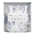 thumbnail image 1 of Classic Kitchen Accessories, 10PCs Aluminum Foil Freezer Bags Reusable Storage and Preservation Slider Bags with Label Seafood Pattern Design Sealed Bag for Vegetable Meat, 1 of 9