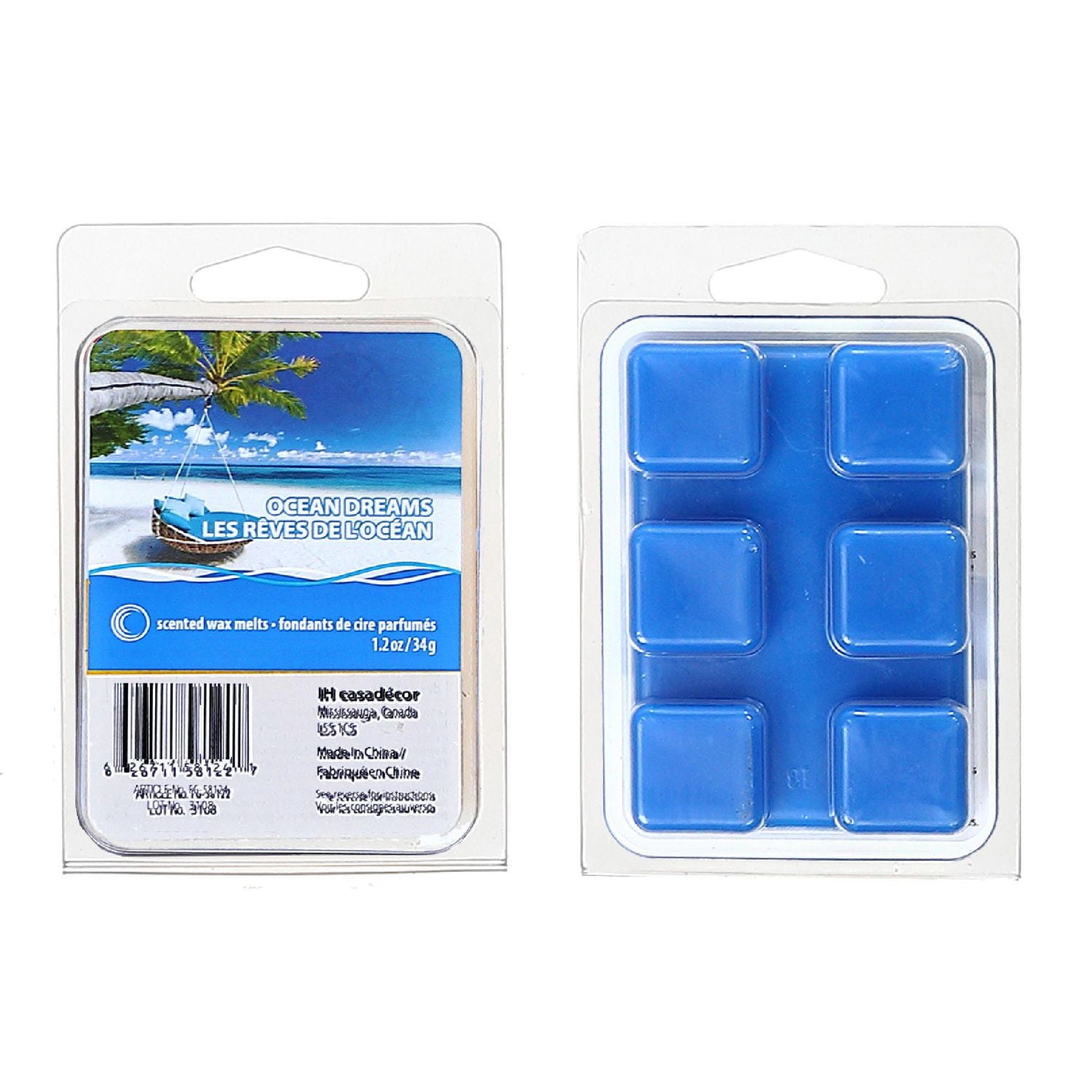 IH Casa Decor 6Pk La Cire Parfumée Fond Les Rêves D'Océan - Ensemble De 4