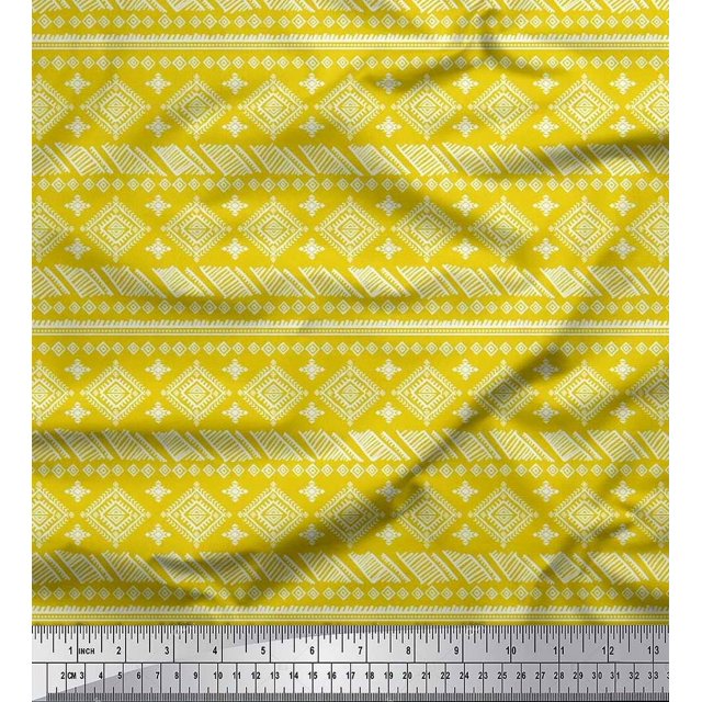 Soimoi Cotton Duck Fabric Aztec African Print Fabric by the Yard 56 Inch Wide