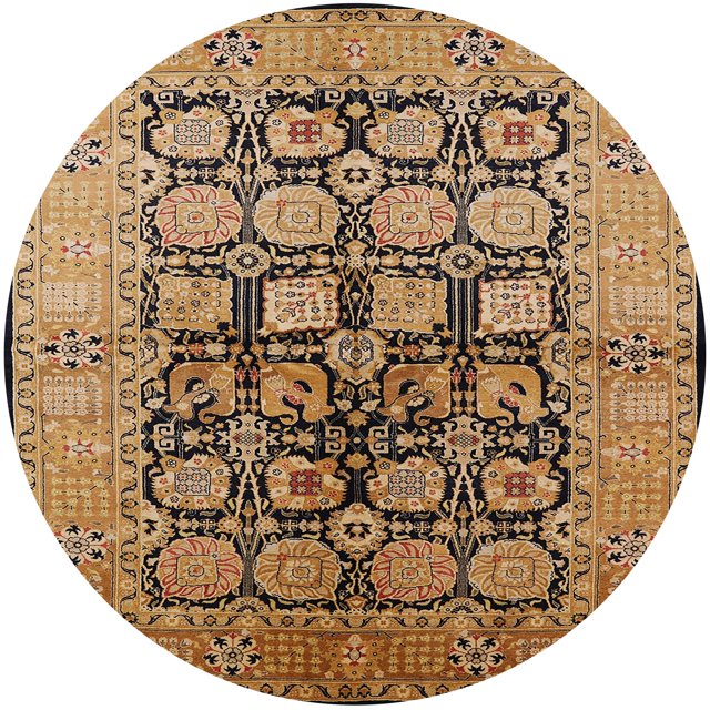 Ahgly Tapis d'Intérieur Rond Moderne Mi-Siècle Rouge Brun Oriental, 8 Pieds Rond