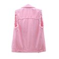 thumbnail image 2 of Denim Vest for Women Plus Size Casual Button Down Solid Color Ripped Crop Jacket Vest Waistcoat Streetwear, 2 of 6
