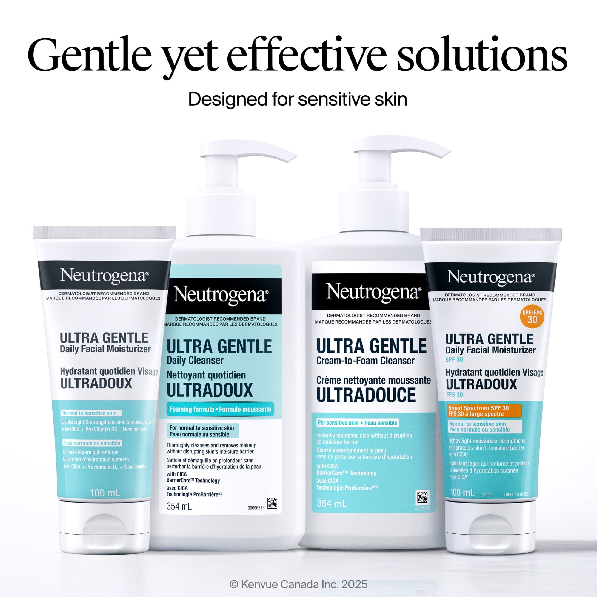 Hydratant quotidien Visage Neutrogena, sans parfum, hydratant pour peau sensible, pour le visage et le cou, avec vitamine B3, pro-vitamine B5 et vitamine E; soutient la barrière de la peau, 100 ml