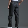 thumbnail image 4 of Mens Casual Fashion Solid Straight Leg Pants Drawstring Elastic Waist Pants RXIRUCGD Gris Foncé, Taille: L, 4 of 4