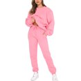 thumbnail image 3 of Innerwin Two Piece Outfit Drawstring Women Jogger Set Sports Long Sleeve Beam Foot Sweatsuits Pink S, 3 of 6