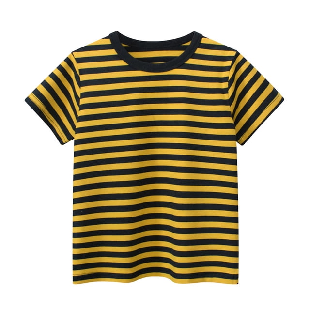 RXIRUCGD 2025 Vêtements d'Été pour Enfants T-shirt d'Été à Rayures à Col Rond à Manches Courtes pour Enfants