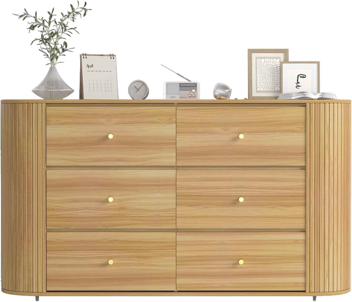9-Drawer Dresser with Power Outlet Farmhouse Vintage Chest of Drawers for Bedroom White