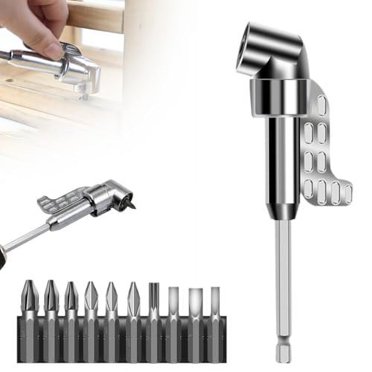 ZZkhGO Angle Wrench Attachment Adapter, 90 Degree Corner Screwdriver Tool, 1/4 Inch Hex Shank Bit for Garage Tight Space