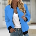 thumbnail image 2 of Veste Mode pour Femmes Décontractée à Col Montant, à Fermeture Éclair, Manteau Léger d'Automne, Vestes à Blocs de Couleur avec Poches, Bleu, TG, 2 of 5