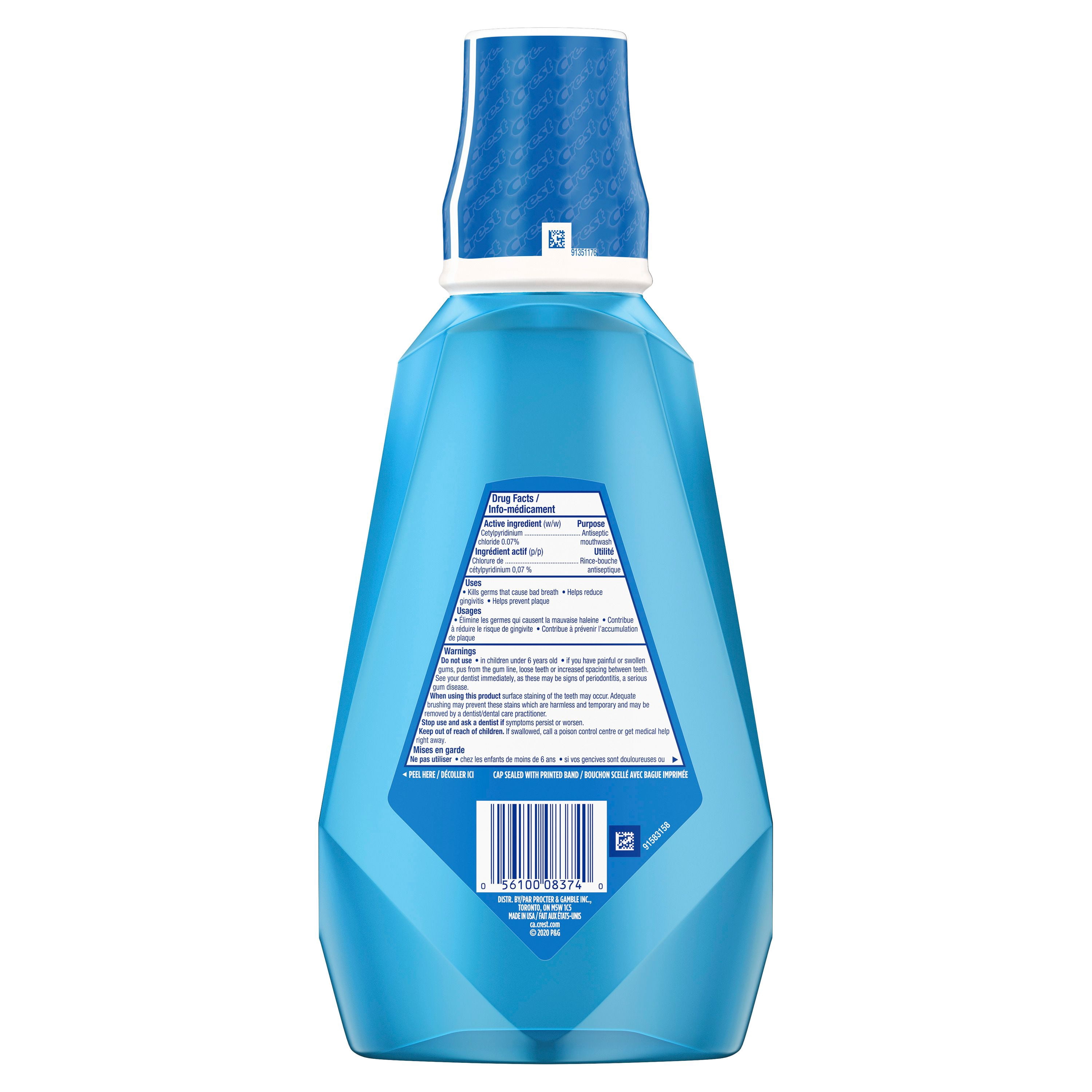 Crest Bacteria Guard Plus Rince-Bouche avec 1.5 % de Peroxyde d'Hydrogène, Menthe