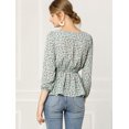 thumbnail image 4 of INSPIRE CHIC Blouse à Manches Longues à Encolure Carrée Florale pour Femmes avec Ceinture, 4 of 6