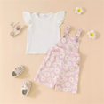 thumbnail image 2 of Birdeem Tank Top for Girls Chrysanthemum Print Set Flying Sleeve T-Shirt Set Baby Girl Backpack Pants Set, 2 of 12