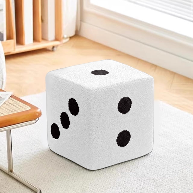Dvkptbk Home Stool Entrance Shoe Benches Dice-Patterned Stool Personalized Faux Pashm Living Room Footstool home decor