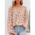 thumbnail image 2 of ORUYROP Blouses Décontractées Boho à Imprimé Floral Col en V Manches Longues Amples pour Femmes, 2 of 6