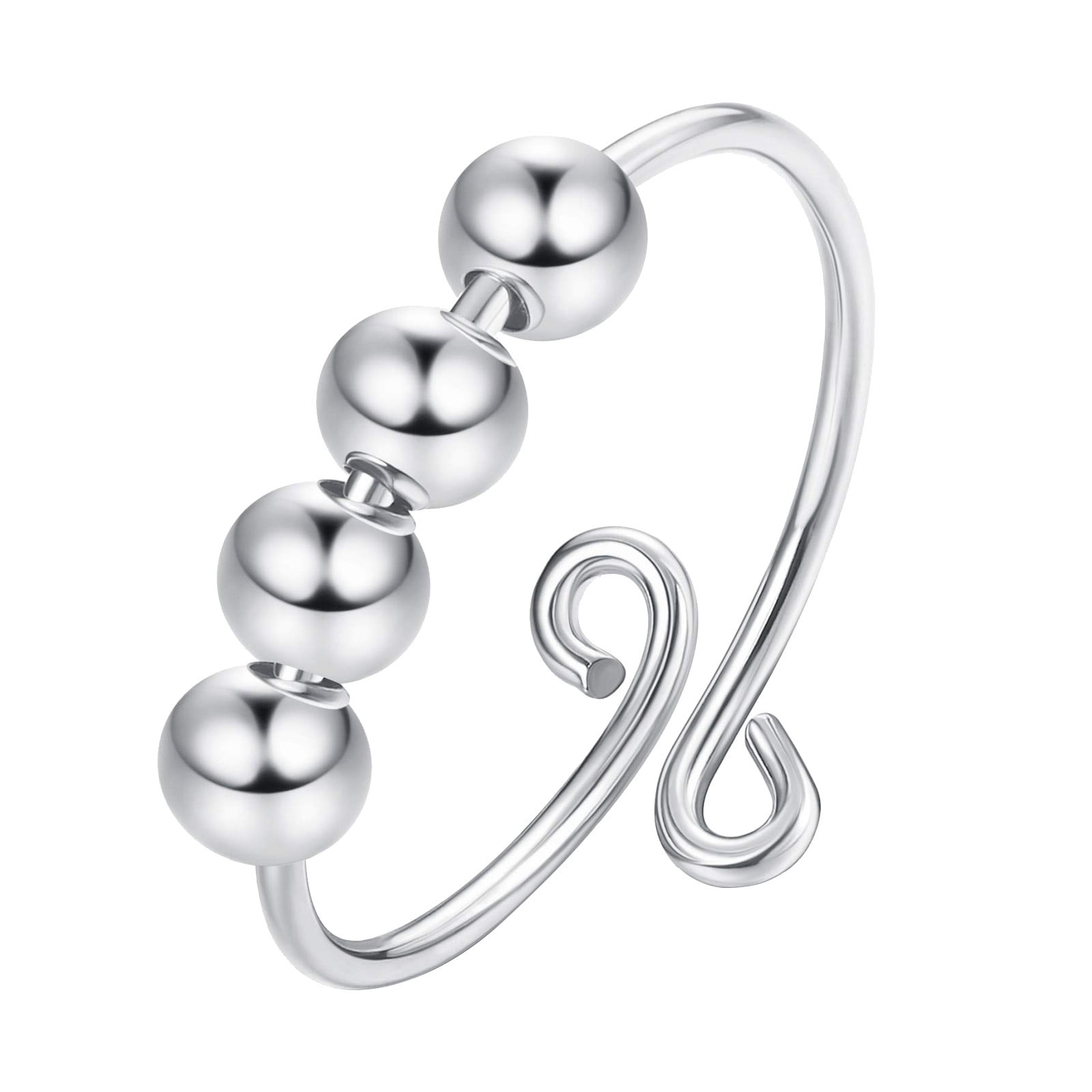 Bague anti-stress pour le soulagement du stress - Bague agitée en argent sterling avec perles texturées - Cadeau bijoux TDAH - Canada Bague anti-stress pour le soulagement du stress - Bague agitée en argent sterling avec perles texturées - Cadeau bijoux TDAH - Canada