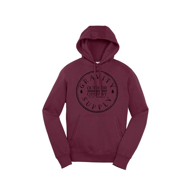 Gravity Supply Outdoor Hooded Pullover - Black Logo - Maroon - L