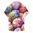 thumbnail image 3 of VBTAPA Mens Spring Shirts Happy Easter Day Rabbit Eggs Print Button Down Shirt Short Sleeve Hawaiian Beach Party Tops Today's Sales Multicolor L, 3 of 6