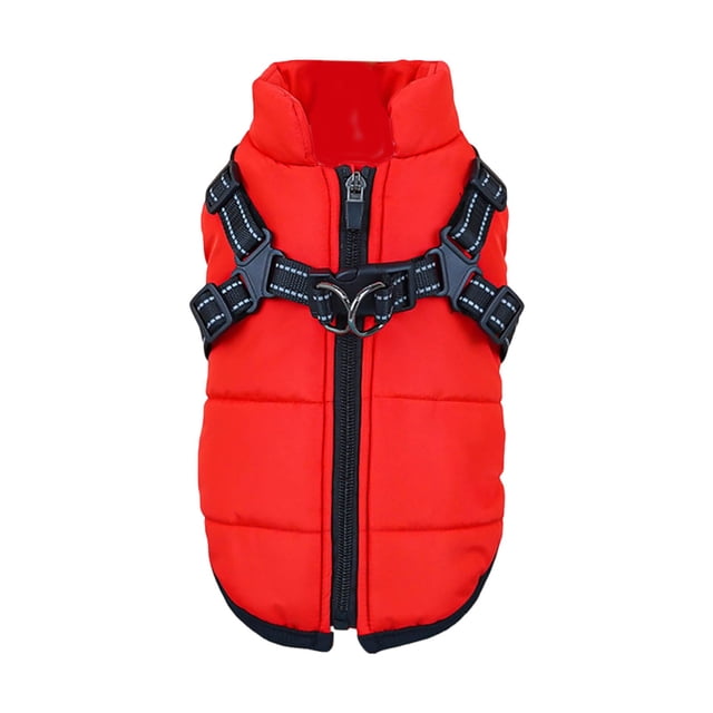 Veste d'Hiver Isolée avec Harnais Intégré, Manteau Style Ski Chaud pour Chiens et Chats, Vêtements d'Extérieur par Temps Froid