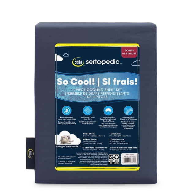 Sertapedic So Cool! 4pc Cooling Sheet Set - Blue