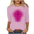 thumbnail image 2 of EGNMCR Easter T-Shirt Imprimé Femmes T-Shirts Graphiques T-Shirts pour Femmes Mode Femme Décontracté Noël Imprimé Col Rond Blouse Imprimée T-Shirt Manches 3/4 T-Shirt Blouses Femmes T-Shirts, 2 of 4